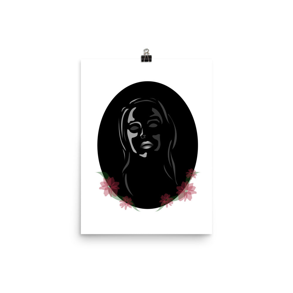 This cameo-style portrait illustration was inspired by a mix of glass, memories, and cameo silhouette portraits. It is certainly not a cameo or silhouette but was meant to evoke those ideas through a modern illustration playing with opacities.