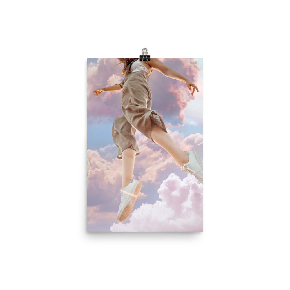 Got your head in the clouds? We sure do. This print was inspired by the Dua Lipa song "Levitating". Through collage, we created a pastel dream of vibrant energy with "Levitating" vibes. Pinks, blues, and good vibes are all included in this one-of-a-kind print.