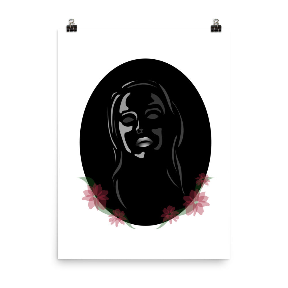 This cameo-style portrait illustration was inspired by a mix of glass, memories, and cameo silhouette portraits. It is certainly not a cameo or silhouette but was meant to evoke those ideas through a modern illustration playing with opacities.