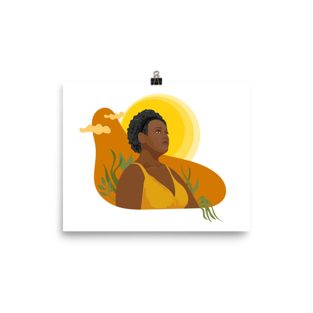 Black Girl Abundance plant art print - wall art - 8x10