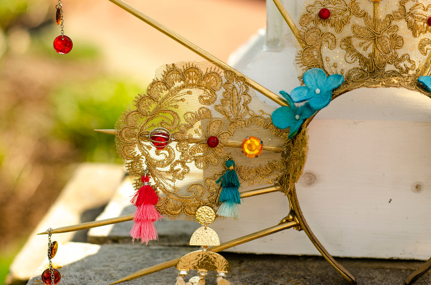 detail photo of lace and jewels