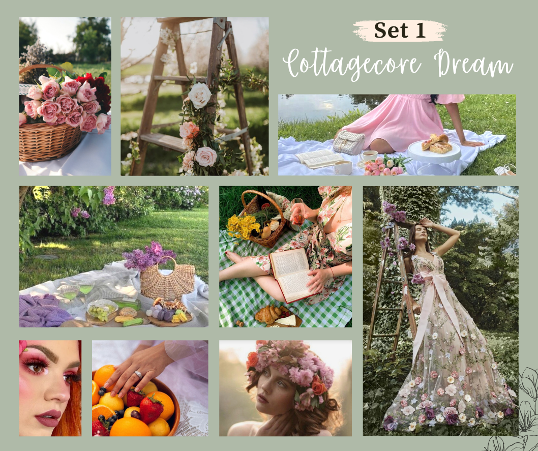 Faeted Fantasy Styled Group Photoshoot Moodboard for Photographers Tickets Spring 2023 Floral Fantasy