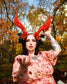 Floral Horned Avant Garde Autumn Headpiece Modeled fantasy photo