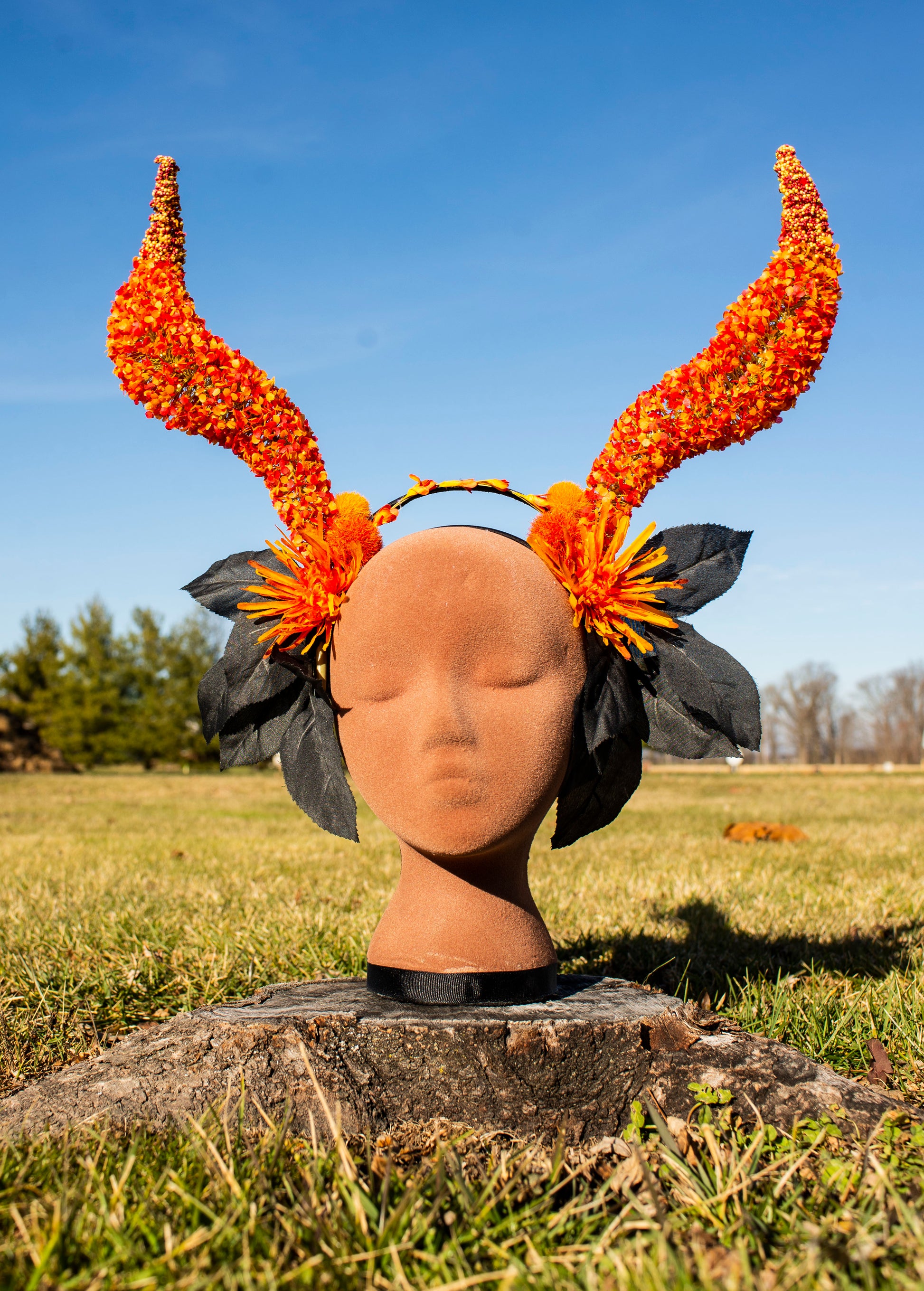 Floral Horned Avant Garde Autumn Headpiece Fall Faerie Vibes