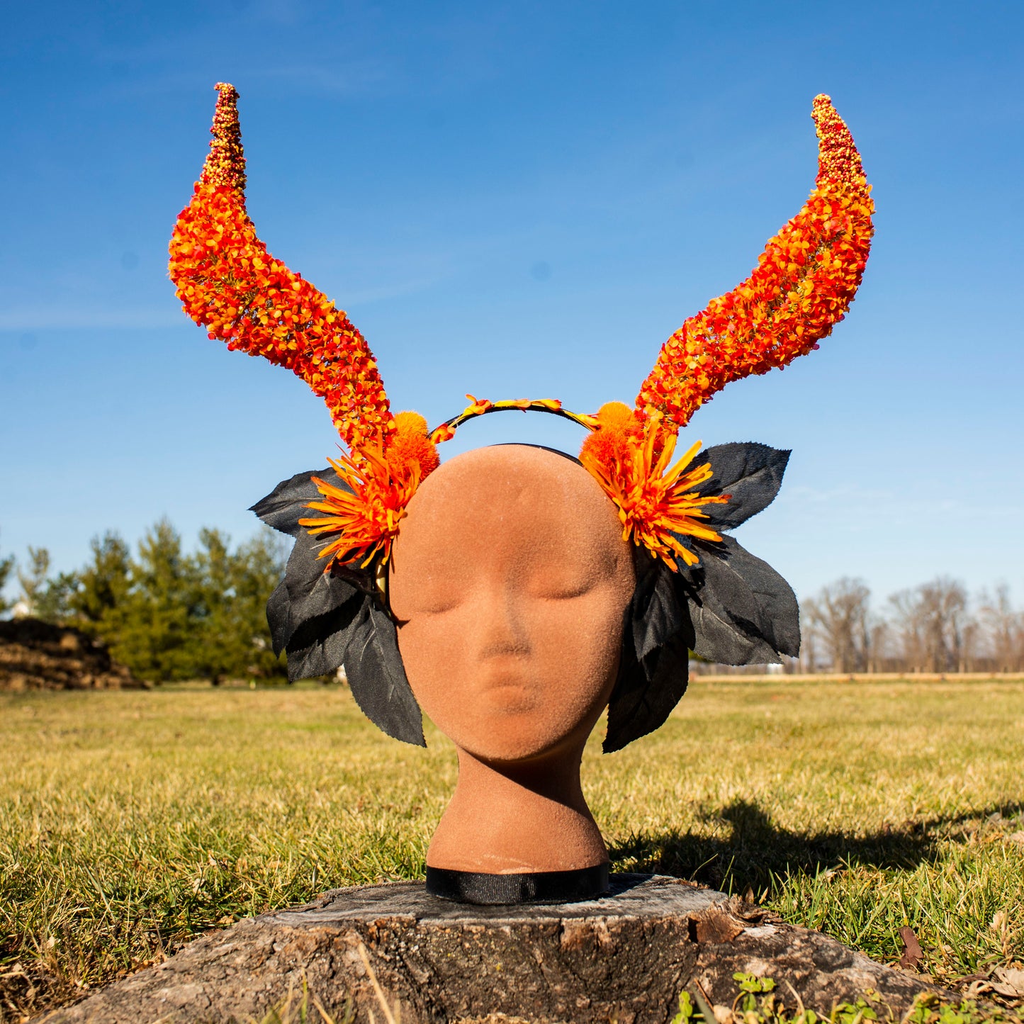 Floral Horned Avant Garde Autumn Headpiece
