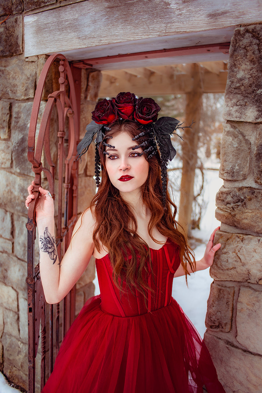 Dark Romance Gothic Rose Crown Modeled Fantasy Romance Photo