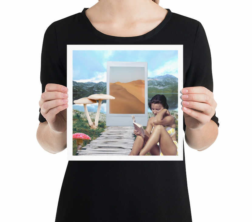Art Print Collage - Mushrooms in the mountains 10 inches by 10 inches mockup