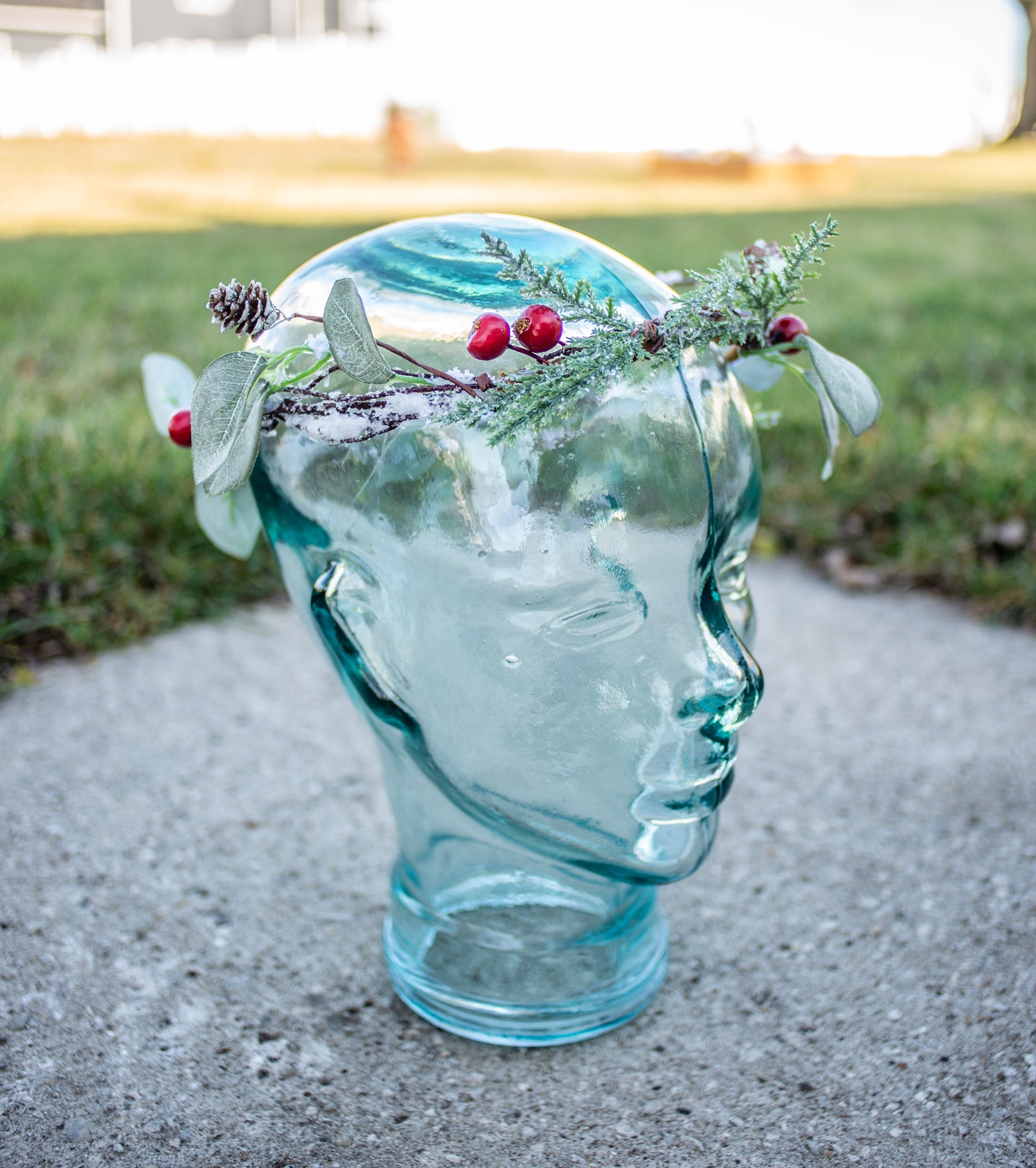 winter frosty pine holly crown