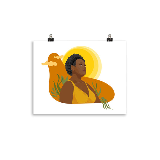 Black Girl Abundance plant art print - wall art - 11x14