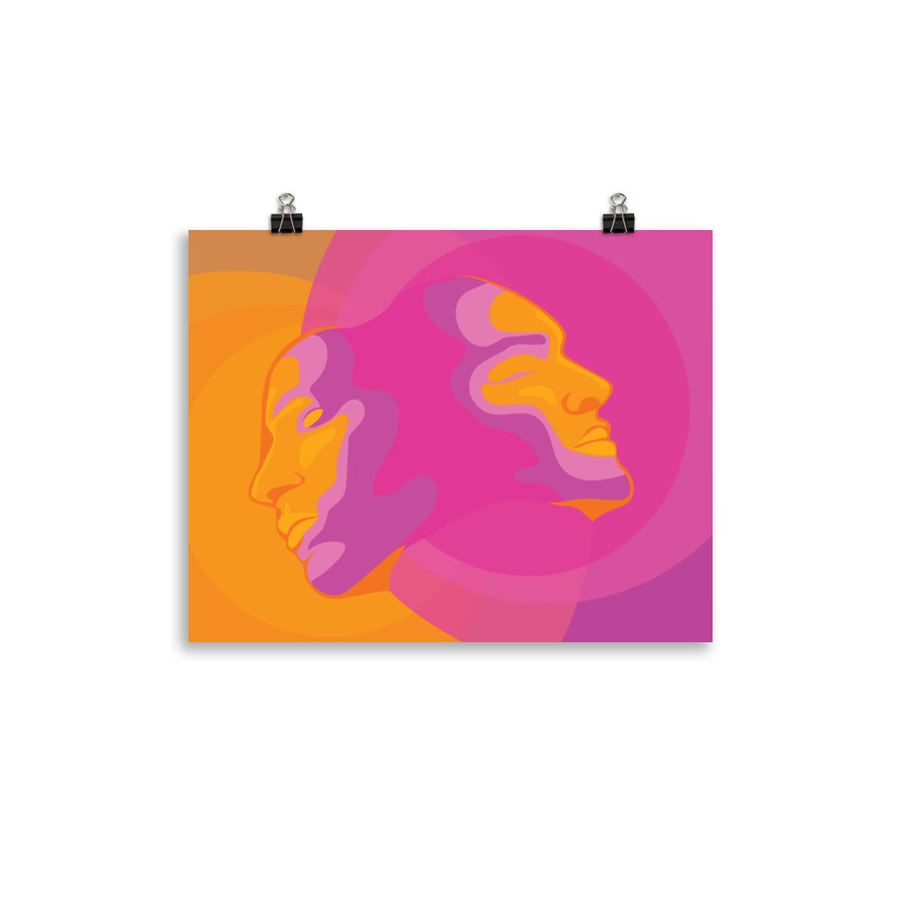 Vibrant colorful gemini Dual Identity Art Print showing souls and auras