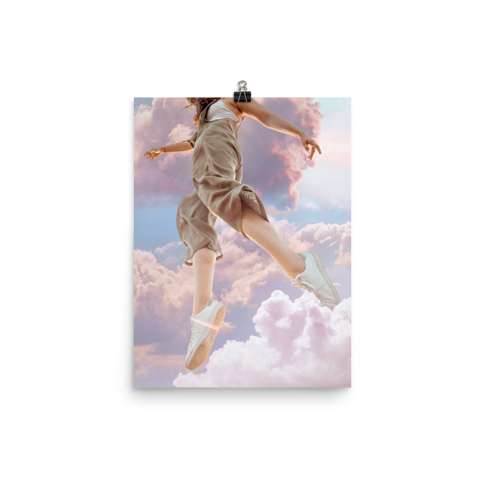 Got your head in the clouds? We sure do. This print was inspired by the Dua Lipa song "Levitating". Through collage, we created a pastel dream of vibrant energy with "Levitating" vibes. Pinks, blues, and good vibes are all included in this one-of-a-kind print.
