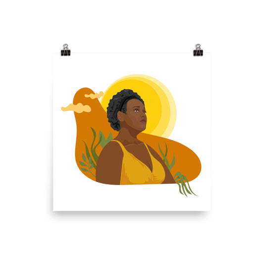 Black Girl Abundance plant art print - wall art - square