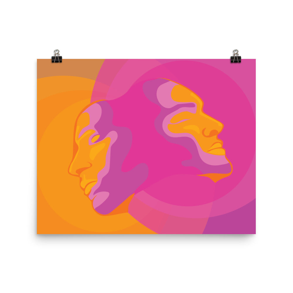 Vibrant colorful gemini Dual Identity Art Print showing souls and auras