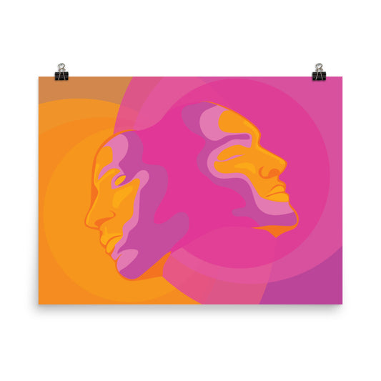 Vibrant colorful gemini Dual Identity Art Print showing souls and auras