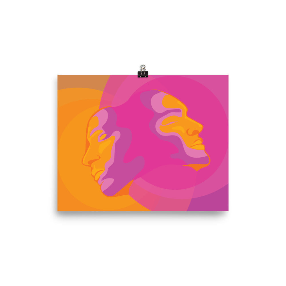 Vibrant colorful gemini Dual Identity Art Print showing souls and auras