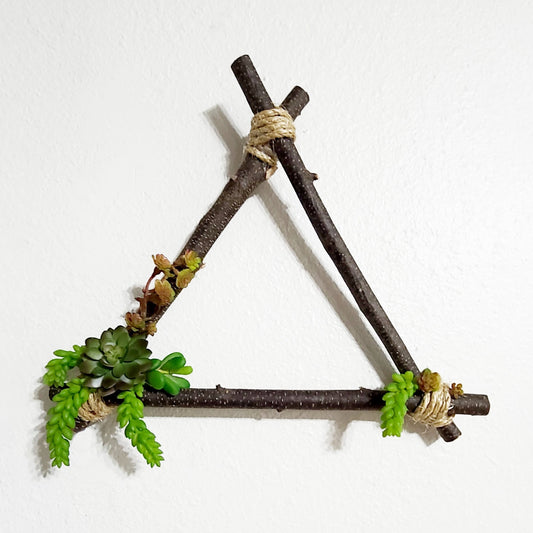Dark Birch Wood Succulent Triangle Wreath